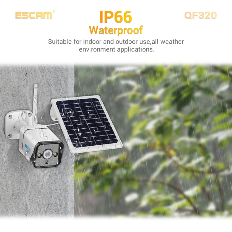 ESCAM QF320 HD 1080P 4G Solar Panel IP Camera, Support Night Vision & TF Card & PIR Motion Detection & Two Way Audio by ESCAM
