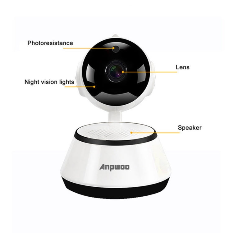 Anpwoo YT001 720P HD WiFi IP Camera with 6 PCS Infrared LEDs, Support Motion Detection & Night Vision & TF Card(Max 64GB) by Anpwoo