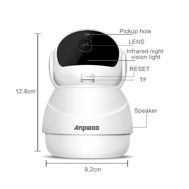 Anpwoo Warrior GM8135+SC2145 1080P HD WiFi IP Camera, Support Motion Detection & Infrared Night Vision & TF Card(Max 128GB)(White) by Anpwoo