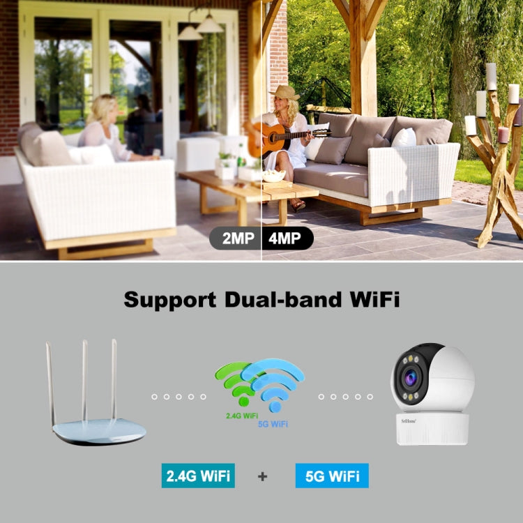 SriHome SH046 4.0 Million Pixels FHD Low Power Consumption Wireless Home Security Camera System (US Plug) by SriHome
