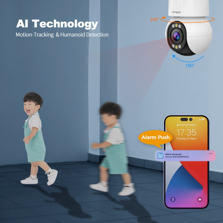 SriHome SH046 4.0 Million Pixels FHD Low Power Consumption Wireless Home Security Camera System (UK Plug) by SriHome