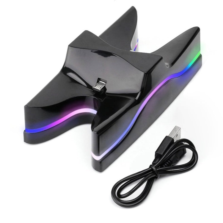 Special UFO Shape 2 x USB Charging Dock Station Stand / Controller Charging Stand for PS4 Playstation 4 with Multi Colors LED(Black) by bashfashion