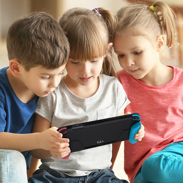 TPU Shell Handle Grip with Game Card Slot Anti-Shock Cover Silicone Case for Nintendo Switch, with Logo by bashfashion