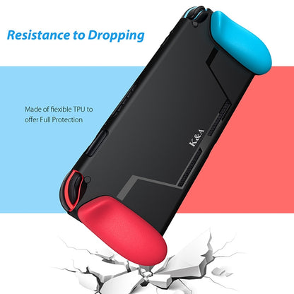TPU Shell Handle Grip with Game Card Slot Anti-Shock Cover Silicone Case for Nintendo Switch, with Logo by bashfashion