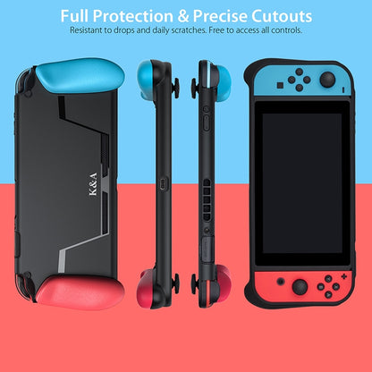TPU Shell Handle Grip with Game Card Slot Anti-Shock Cover Silicone Case for Nintendo Switch, with Logo by bashfashion