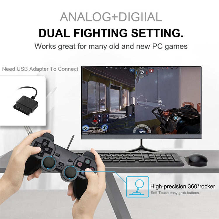 Double Vibration Joypad Wired Game Controle Handle For PS2 by bashfashion