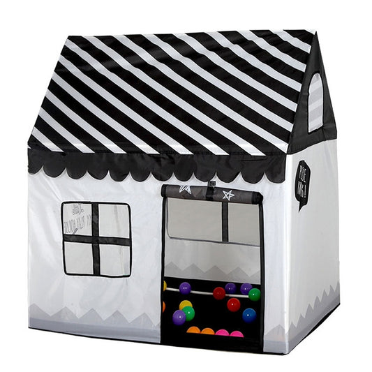 Household Children Printing Play Tent Small Game House with 50 Ocean Balls & Mat (Black White) by bashfashion