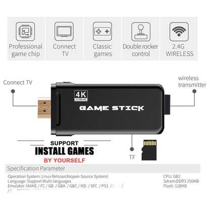 PS3000 32GB 4K Retro Game Stick with 2 Wireless Gamepads 3000+ Games Pre-installed by bashfashion
