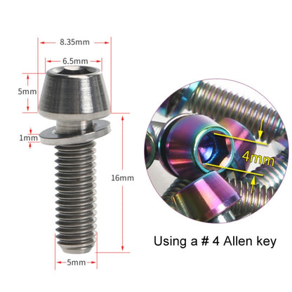 TOSEEK Bicycle Handlebar Stem Screw Titanium Alloy M5x16mm Mountain Bike Fixed Gear Handlebar Stem Screw with Gasket (Titanium Color) by TOSEEK