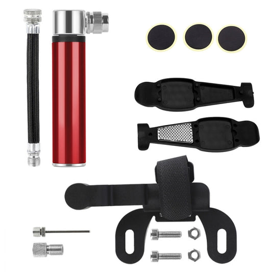 Manual Mini Portable Bicycle Aluminum Alloy Pump + Plastic glue-free tire patch + Tire lever (Red) by bashfashion