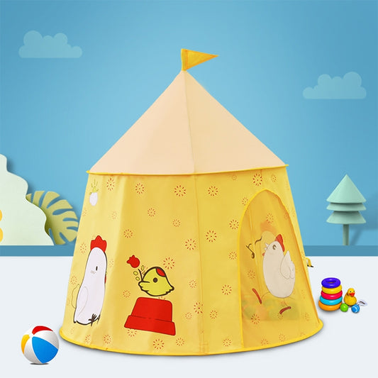 Chick Pattern Children Indoor Outdoor Tent Play House Ocean Balls Game Castle with Base Cloth by bashfashion