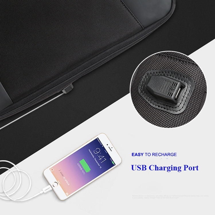 Bopai 851-009911 Business Anti-theft Waterproof Large Capacity Double Shoulder Bag,with USB Charging Port, Size: 30.5x13x45cm (Black) by Bopai