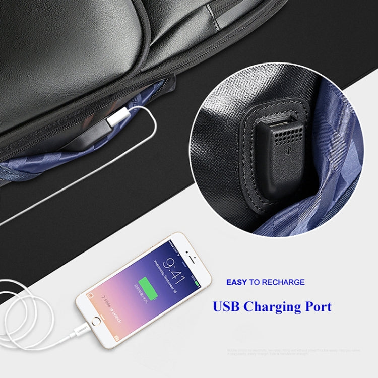 Bopai 851-010128 Business Anti-theft Waterproof Large Capacity Double Shoulder Bag,with USB Charging Port, Size: 34x19x43cm (Black) by Bopai
