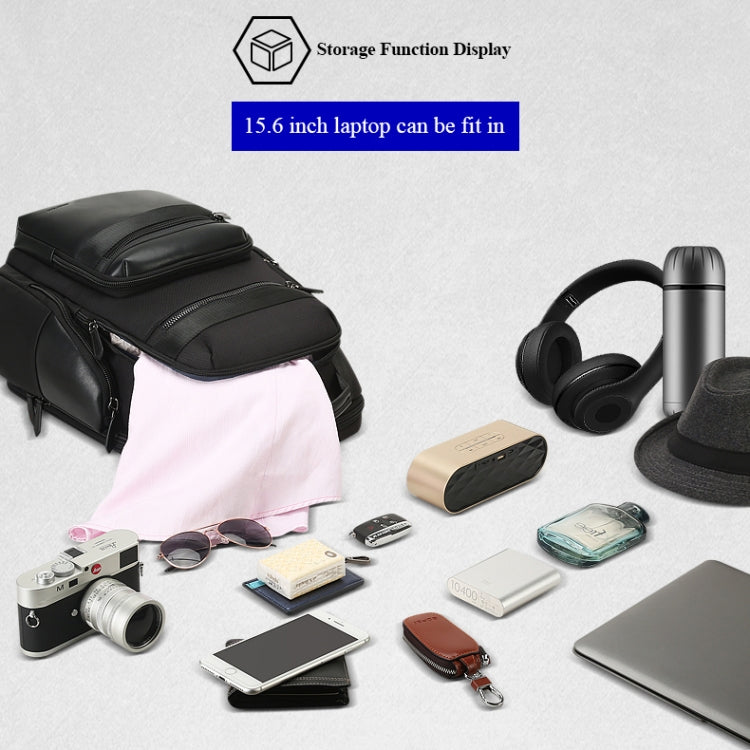 Bopai 851-014211 Business Anti-theft Waterproof Three-layer Large Capacity Double Shoulder Bag,with USB Charging Port, Size: 35.5x24x45cm (Black) by Bopai