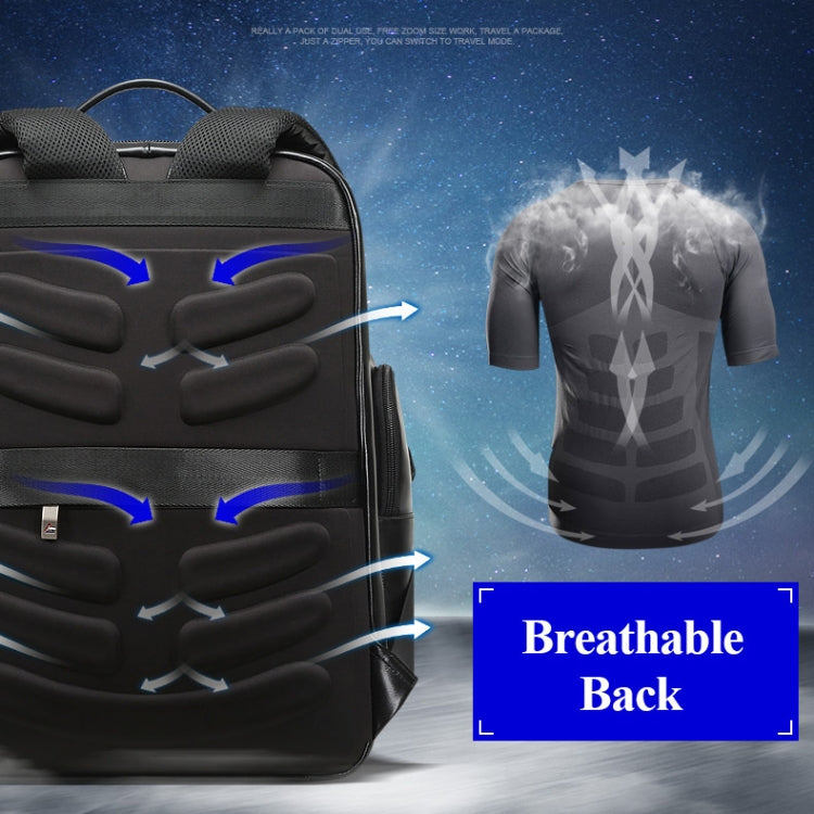 Bopai 851-019811 Large Capacity Anti-theft Waterproof Leathar Backpack Laptop Tablet Bag for 15.6 inch and Below, with USB Charging Port(Black) by Bopai