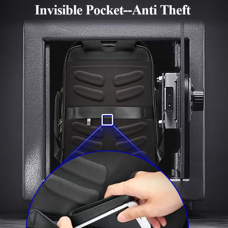 Bopai 851-019811 Large Capacity Anti-theft Waterproof Leathar Backpack Laptop Tablet Bag for 15.6 inch and Below, with USB Charging Port(Black) by Bopai