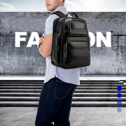 Bopai 851-019811 Large Capacity Anti-theft Waterproof Leathar Backpack Laptop Tablet Bag for 15.6 inch and Below, with USB Charging Port(Black) by Bopai