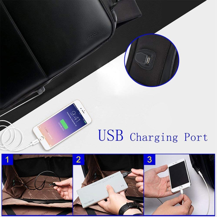 Bopai 751-006431 Business Waterproof Anti-theft Large Capacity Double Shoulder Bag,with USB Charging Port, Size: 27x16.5x40cm (Black) by Bopai