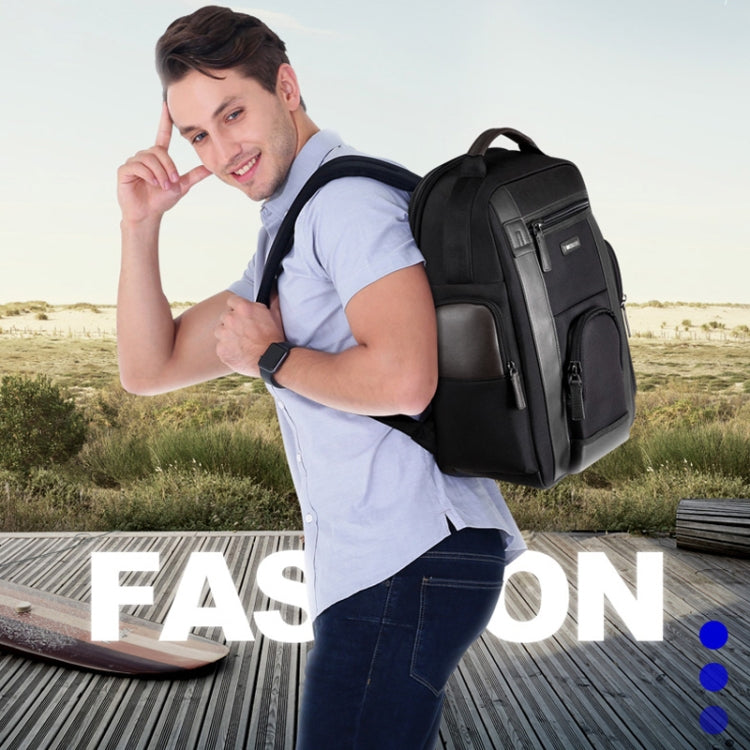 Bopai 851-008821 Outdoor Breathable Waterproof Anti-theft Large Capacity Double Shoulder Bag,with USB Charging Port, Size: 36x17x41.5cm (Black) by Bopai