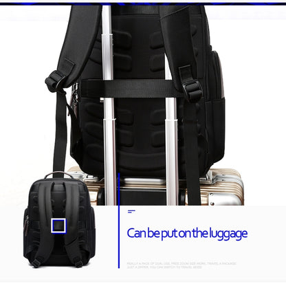 Bopai 851-008821 Outdoor Breathable Waterproof Anti-theft Large Capacity Double Shoulder Bag,with USB Charging Port, Size: 36x17x41.5cm (Black) by Bopai