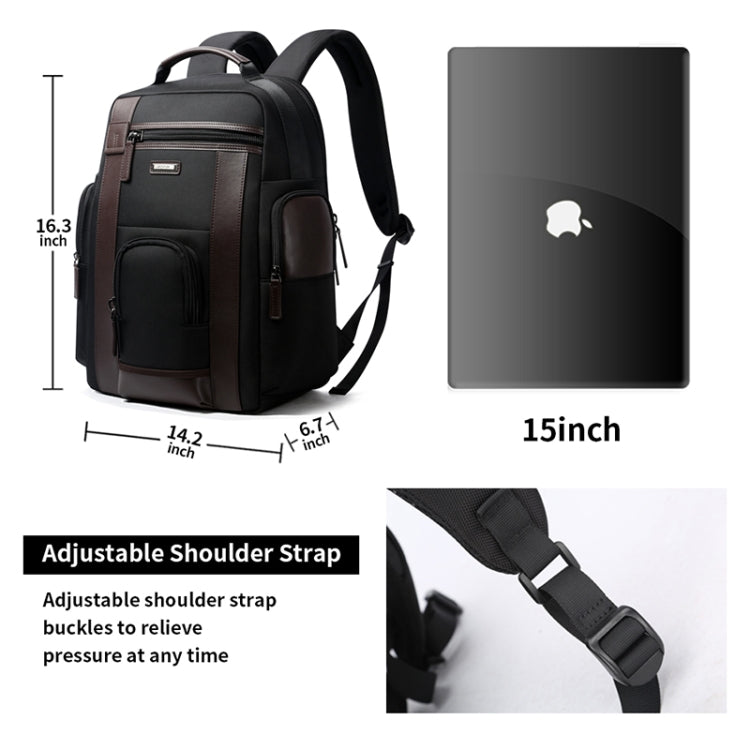 Bopai 851-008821 Outdoor Breathable Waterproof Anti-theft Large Capacity Double Shoulder Bag,with USB Charging Port, Size: 36x17x41.5cm (Black) by Bopai