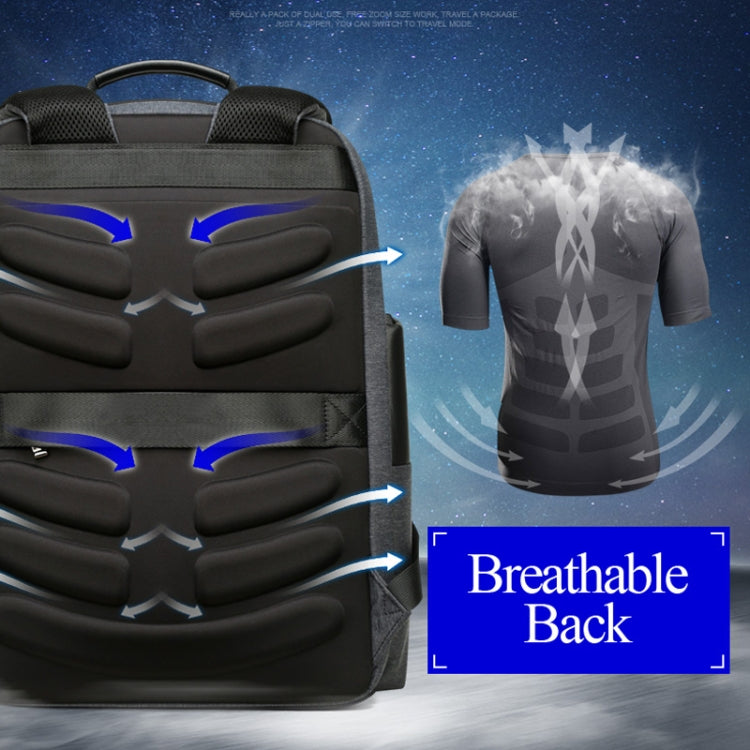 Bopai 851-014318 Fashion Outdoor Breathable Waterproof Anti-theft Three-layer Large Capacity Double Shoulder Bag,with USB Charging Port, Size: 31x17x44cm(Grey) by Bopai