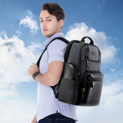 Bopai 851-014318 Fashion Outdoor Breathable Waterproof Anti-theft Three-layer Large Capacity Double Shoulder Bag,with USB Charging Port, Size: 31x17x44cm(Grey) by Bopai