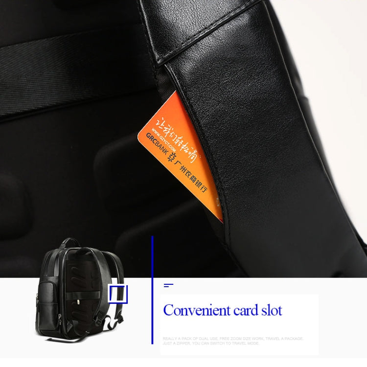 Bopai 851-01981A Top-grain Leather Business Travel Anti-theft Man Backpack, Size: 35x26x44cm by Bopai