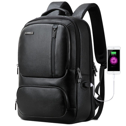 Bopai 851-023911 Top-grain Leather Business Breathable Anti-theft Man Backpack, Size: 28x18x42cm(Black) by Bopai