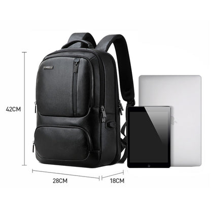 Bopai 851-023911 Top-grain Leather Business Breathable Anti-theft Man Backpack, Size: 28x18x42cm(Black) by Bopai