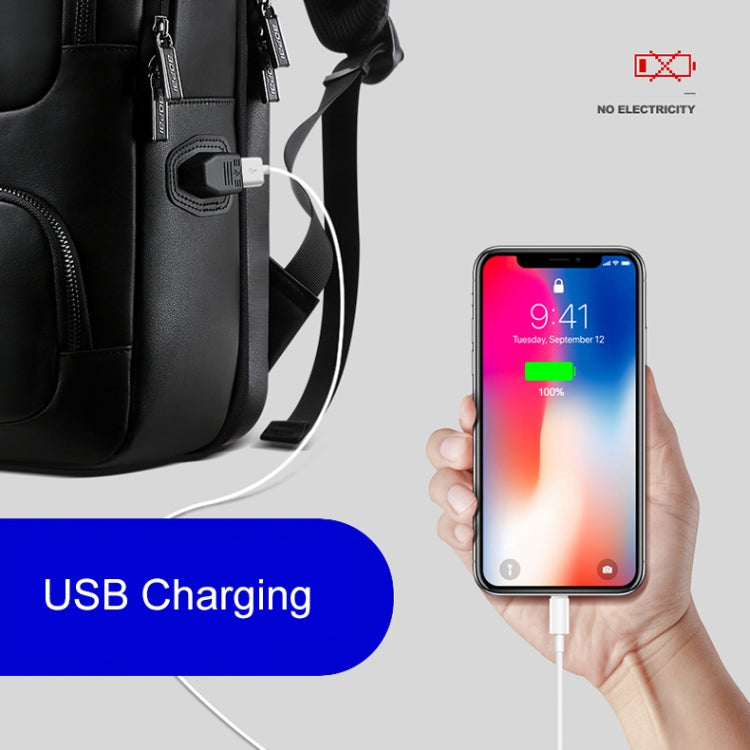 Bopai 851-023911 Top-grain Leather Business Breathable Anti-theft Man Backpack, Size: 28x18x42cm(Black) by Bopai