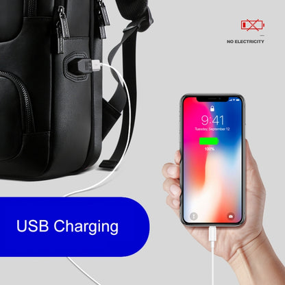 Bopai 851-024011 Top-grain Leather Business Breathable Anti-theft Man Backpack, Size: 28x18x42cm(Black) by Bopai