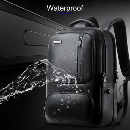 Bopai 851-024011 Top-grain Leather Business Breathable Anti-theft Man Backpack, Size: 28x18x42cm(Black) by Bopai