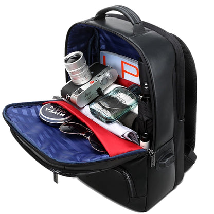 Bopai 851-024011 Top-grain Leather Business Breathable Anti-theft Man Backpack, Size: 28x18x42cm(Black) by Bopai