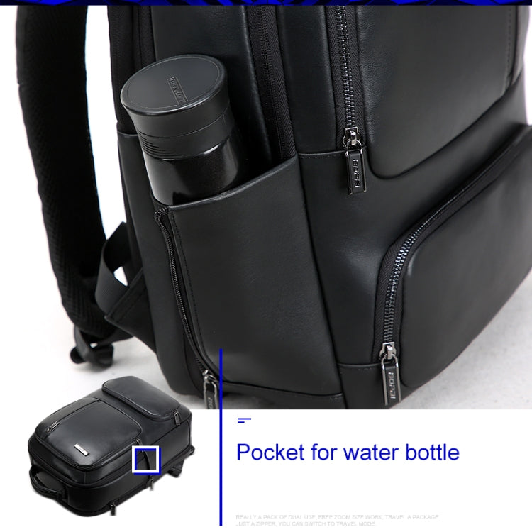 Bopai 851-024011 Top-grain Leather Business Breathable Anti-theft Man Backpack, Size: 28x18x42cm(Black) by Bopai