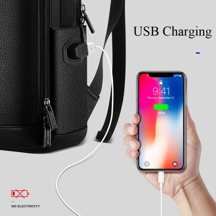 Bopai 851-036611 Large Capacity Top-grain leather Business Breathable Man Backpack, Size: 30x12x43cm(Black) by Bopai