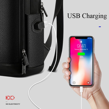 Bopai 851-036611 Large Capacity Top-grain leather Business Breathable Man Backpack, Size: 30x12x43cm(Black) by Bopai