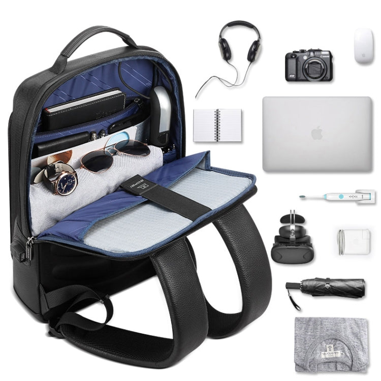 Bopai 851-036611 Large Capacity Top-grain leather Business Breathable Man Backpack, Size: 30x12x43cm(Black) by Bopai