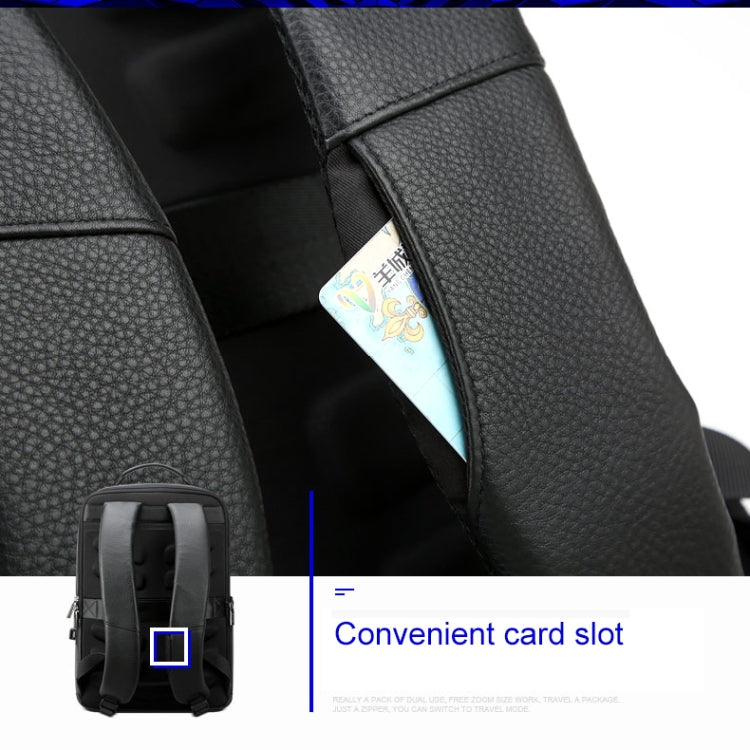 Bopai 851-036611 Large Capacity Top-grain leather Business Breathable Man Backpack, Size: 30x12x43cm(Black) by Bopai