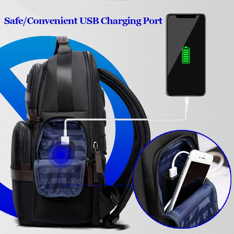 Bopai 751-007301 Business Anti-theft Waterproof Large Capacity Double Shoulder Bag,with USB Charging Port, Size: 28x19x42cm(Black) by Bopai