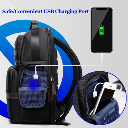 Bopai 751-007301 Business Anti-theft Waterproof Large Capacity Double Shoulder Bag,with USB Charging Port, Size: 28x19x42cm(Black) by Bopai