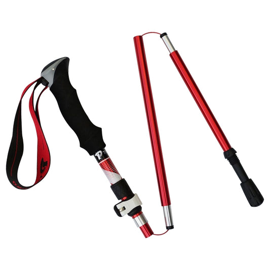 5 Node Portable Foldable Aluminium Alloy Alpenstocks Trekking Poles, Folding Length : 28.5CM (Red) by bashfashion