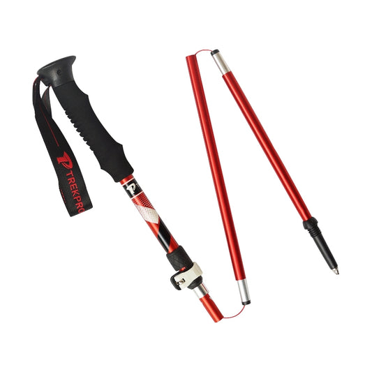 5 Node Portable Foldable Aluminium Alloy Alpenstocks Trekking Poles, Folding Length : 35CM (Red) by bashfashion
