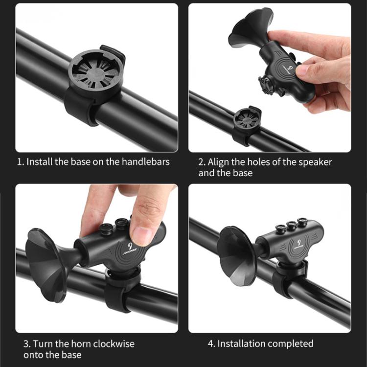 Electronic Cycling Bell Handlebar Horns Rechargeable Electric Bell Waterproof Adjustable Siren (Black) by bashfashion