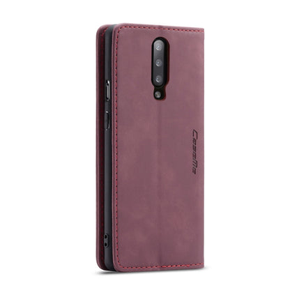 CaseMe-013 Multifunctional Retro Frosted Horizontal Flip Leather Case for OnePlus 7 Pro, with Card Slot & Holder & Zipper Wallet & Photo Frame(Wine Red) by CaseMe