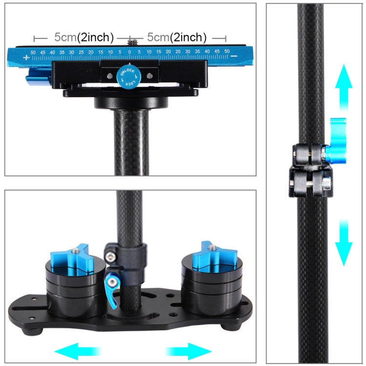 PULUZ 38.5-61cm Carbon Fibre Handheld Stabilizer for DSLR & DV Digital Video & Cameras, Load Range: 0.5-3kg(Blue) by PULUZ