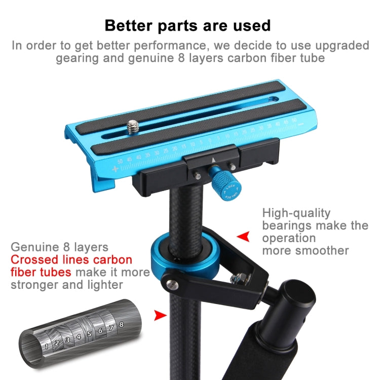 PULUZ 38.5-61cm Carbon Fibre Handheld Stabilizer for DSLR & DV Digital Video & Cameras, Load Range: 0.5-3kg(Blue) by PULUZ