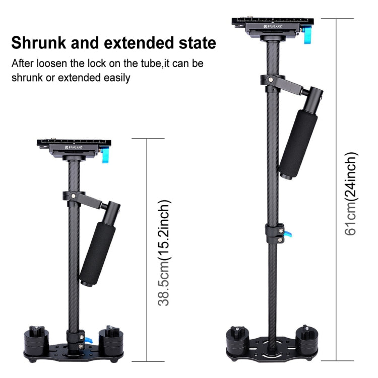 PULUZ 38.5-61cm Carbon Fibre Handheld Stabilizer for DSLR & DV Digital Video & Cameras, Load Range: 0.5-3kg(Black) by PULUZ