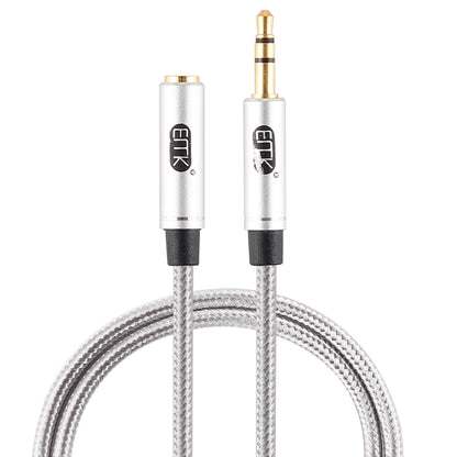 EMK 3.5mm Male to Female Gold-plated Plug Cotton Braided Audio Cable for Speaker / Notebooks / Headphone, Length: 0.5m(Grey) by EMK