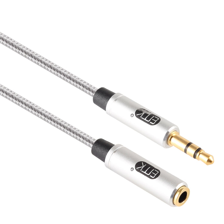 EMK 3.5mm Male to Female Gold-plated Plug Cotton Braided Audio Cable for Speaker / Notebooks / Headphone, Length: 0.5m(Grey) by EMK